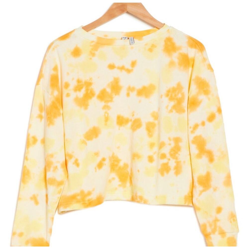 Z by Zella Sunset Tie Dye Cropped Pullover Sweatshirt Long Sleeves Size M NWOT